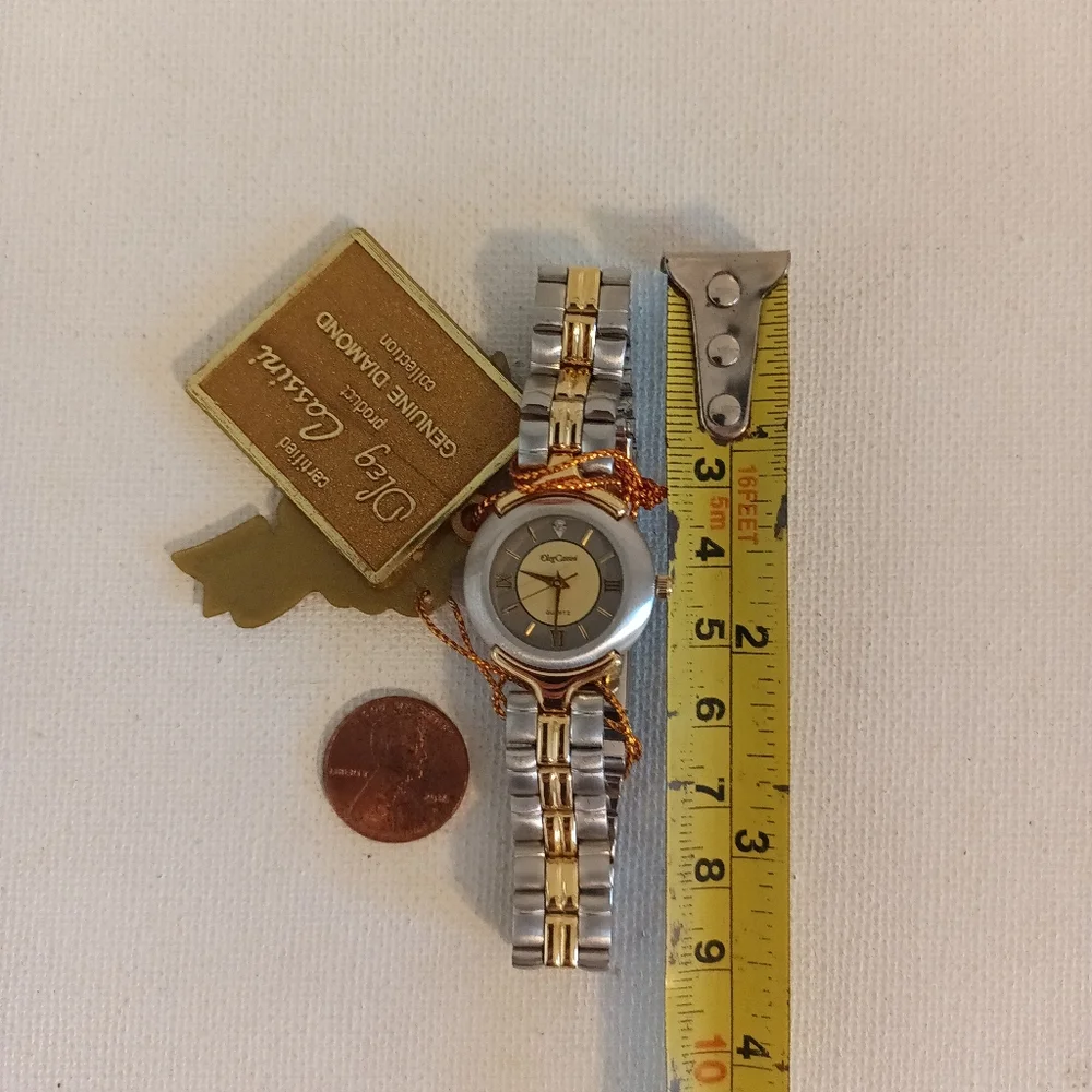 Oleg Cassini Vintage NIB genuine diamond watch two toned gold and silver